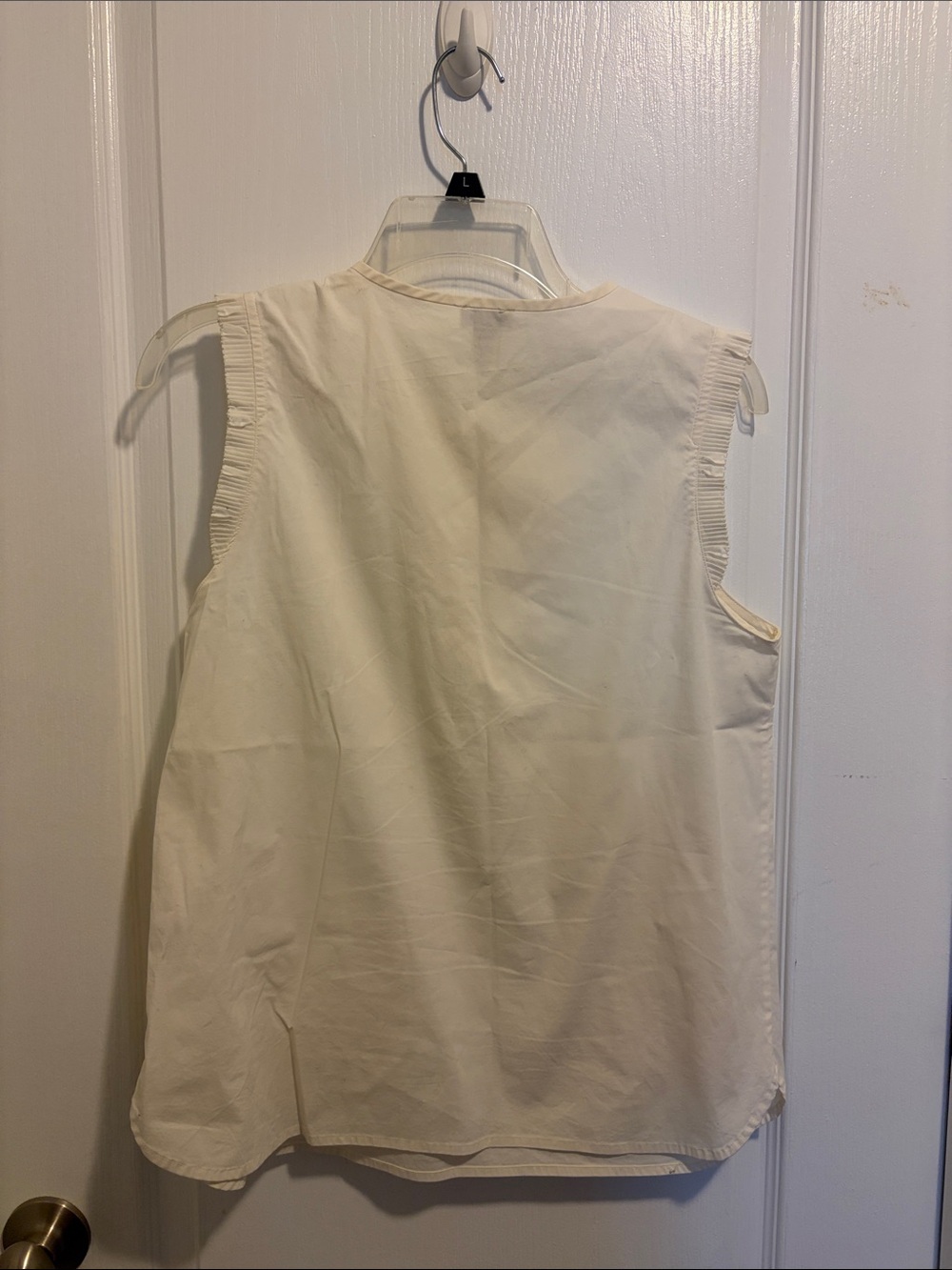 J. Crew Factory Cream Ruffle-Trim Sleeveless Top - Picture 3 of 3